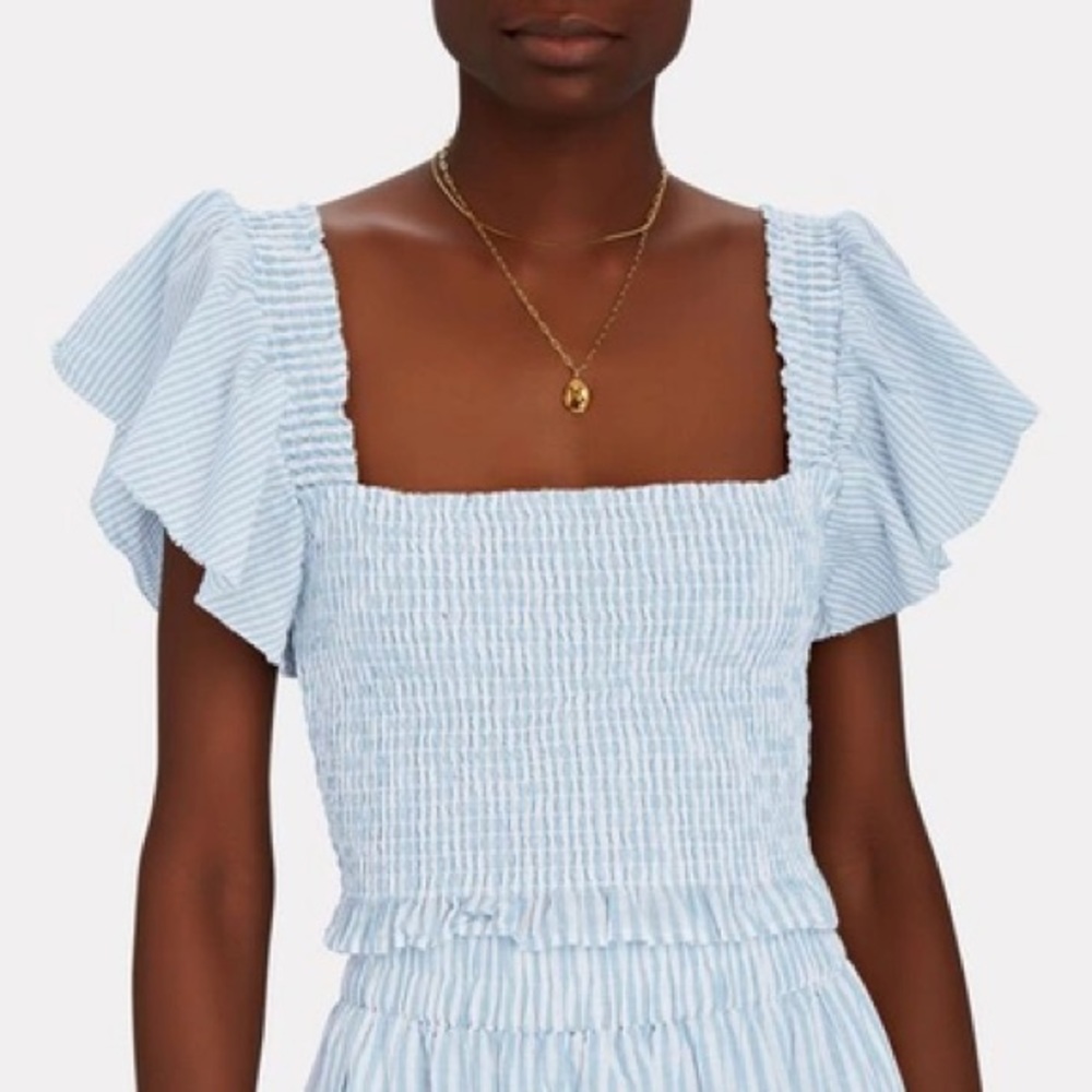 LoveShackFancy Wallace Crop Top Maritime Blue
